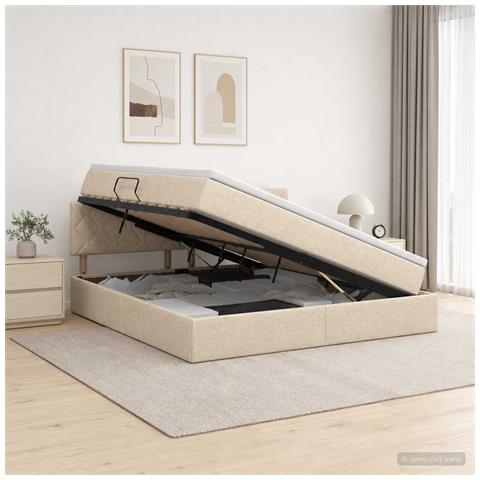 Letto con contenitore LED e materasso Crema 160 x 200 cm - Foto 2