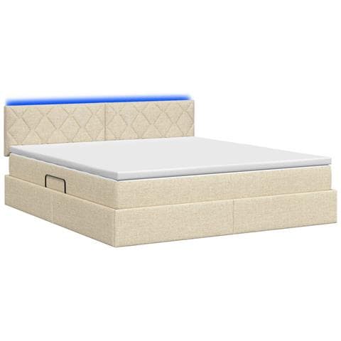 Letto con contenitore LED e materasso Crema 160 x 200 cm - Foto 9