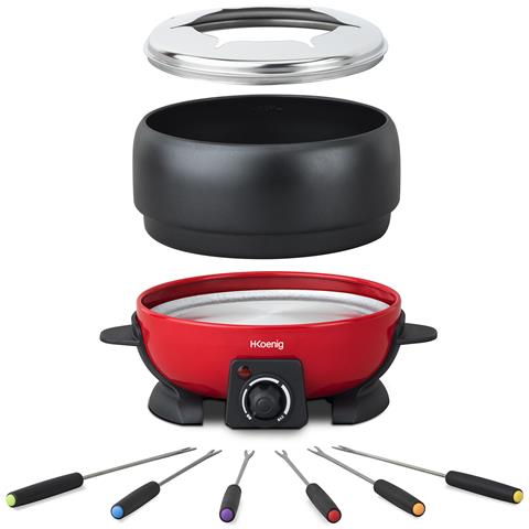Set per fonduta elettrica ALP1800 2L, 6 forchette, per formaggio, Bourguignonne, cioccolato. Ciotola antiaderente, coperchio antischizzo - Foto 5