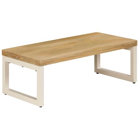 Tavolino Da Caffè 110x50x35cm Legno Massello Di Mango E Acciaio - Foto 10