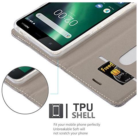 Custodia Compatibile Con Nokia 2 2017 In Grigio Chiaro Marrone - Coperchio Protettiva Con Chiusura Magnetica, Funzione Stand E Tasca Per Le Carte - Foto 2