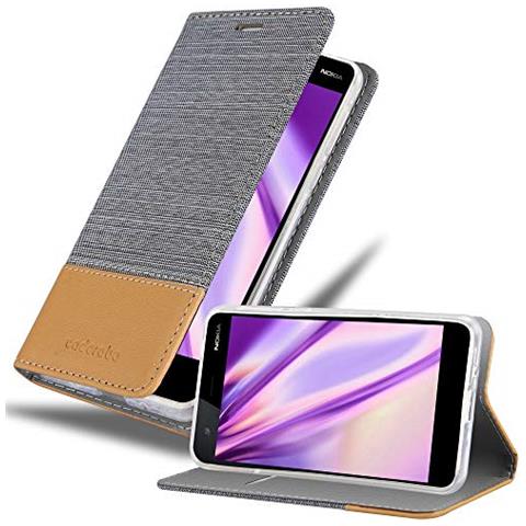 Custodia Compatibile Con Nokia 2 2017 In Grigio Chiaro Marrone - Coperchio Protettiva Con Chiusura Magnetica, Funzione Stand E Tasca Per Le Carte - Foto 1