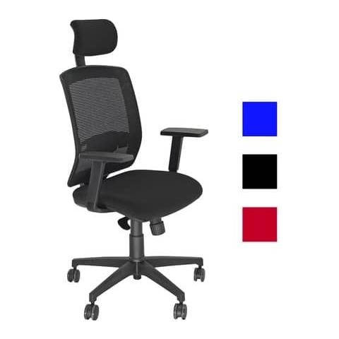 Sedia Semidirezionale Girevole Molly Mlapg Con Poggiatesta - Schienale Rete Nero Rivest. Ignifugo Nero Mlapg / in - Foto 1