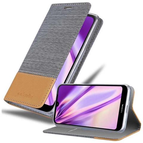 Custodia Compatibile Con Nokia 4.2 In Grigio Chiaro Marrone - Coperchio Protettiva Con Chiusura Magnetica, Funzione Stand E Tasca Per Le Carte - Foto 1
