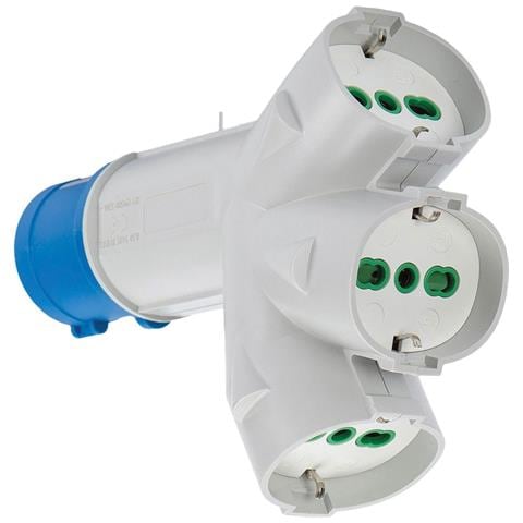 Adattatore Triplo Spina Blu16a Bip+schuko X3 Fme 2p+t 16a Ip44 - Foto 2