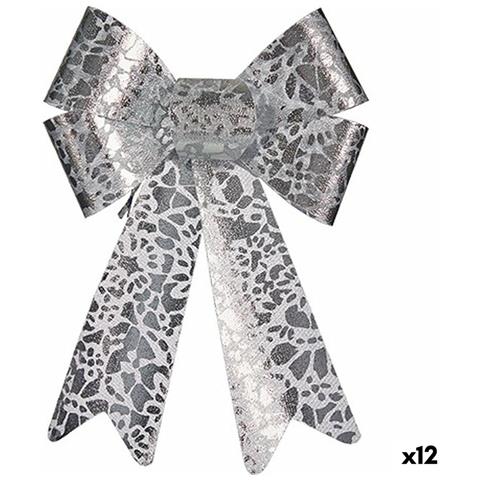 Fiocco Decorazione Natalizia Stampa Argentato Pvc 16 X 24 X 4 Cm (12 Unità) - Foto 1