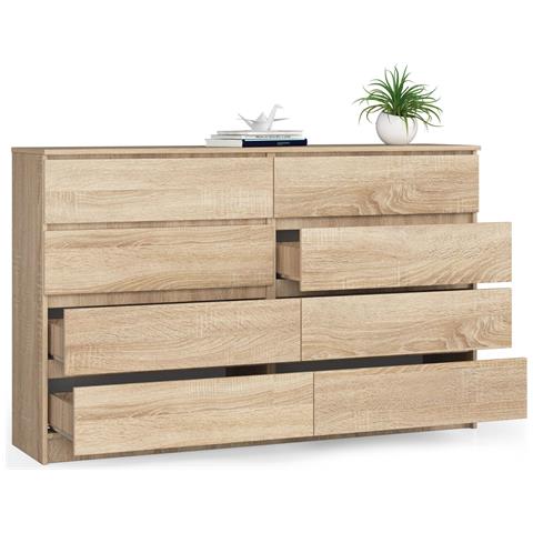Cassettiera K160, 8 cassetti, 160x40x99 cm, Colore Sonoma Quercia - Foto 2
