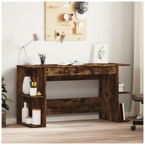 Scrivania Rovere Fumo 140x50x75 Cm In Legno Multistrato - Foto 1