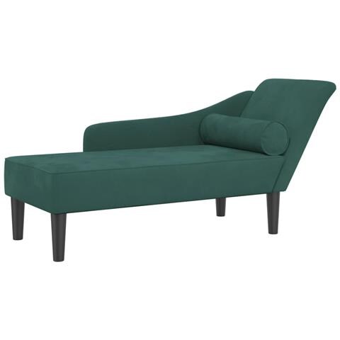 Chaise Longue con Cuscini Verde Scuro in Velluto - Foto 2