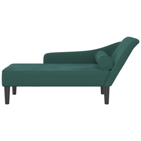 Chaise Longue con Cuscini Verde Scuro in Velluto - Foto 3