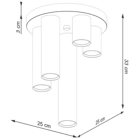 Lampada A Soffitto Lagos 5p Bianco Sl. 1467 - Moderno Lampada Da Soffitto Nero 33x25x25 Cm - Foto 2