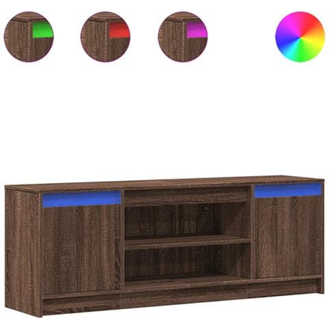 Mobile Porta TV con LED Rovere Marrone 139,5x34x50cm Truciolato - Foto 1