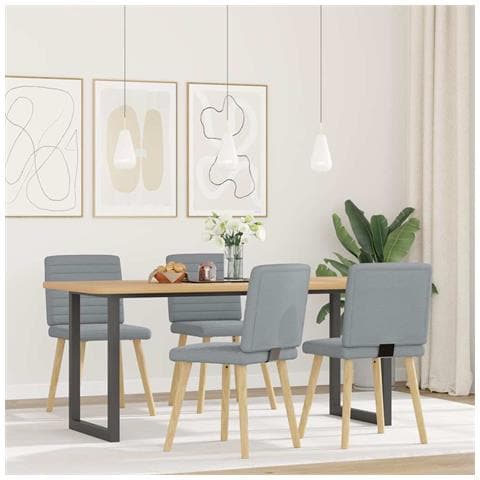 Sedie Da Pranzo 4 Pz Grigio Chiaro In Tessuto - Foto 2