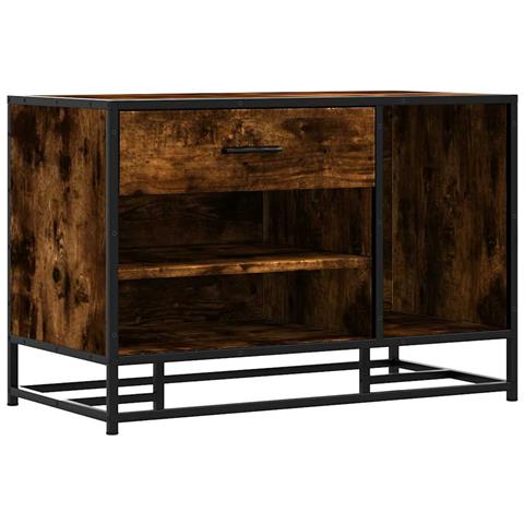 Panca Portaoggetti Rovere Fumo Legno Multistrato E Metallo - Foto 2