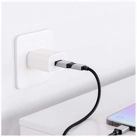 ULACMN-SGR adattatore per inversione del genere dei cavi USB-A USB-C Mini Nero, Argento - Foto 2