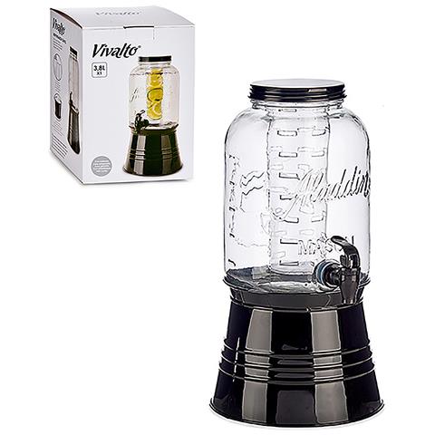 Dam Caraffa Con Supporto E Refrigeratore 3800 Ml. 22,8x37,5x20cm. Colore Nero - Foto 1