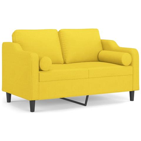 Divano A 2 Posti Con Cuscini Giallo Chiaro 120 Cm In Tessuto - Foto 2
