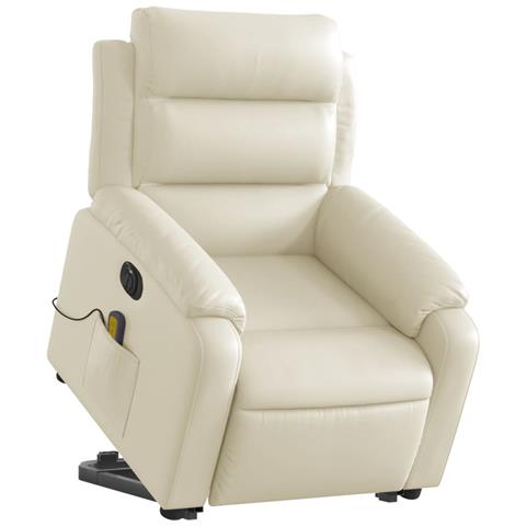 Lusso Casadino - Poltrona Alzapersona Elettrica Reclinabile Crema In Similpelle - Foto 2