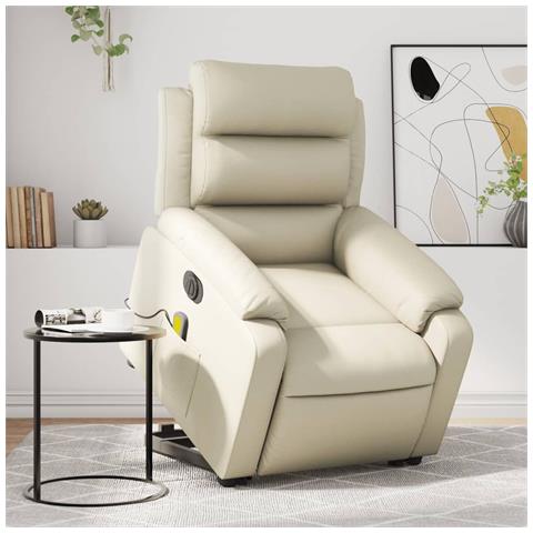 Lusso Casadino - Poltrona Alzapersona Elettrica Reclinabile Crema In Similpelle - Foto 8