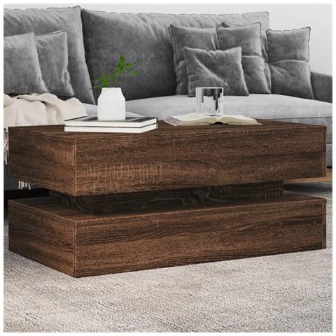 Lusso Casadino -  Tavolino Da Soggiorno Con Luci Led Rovere Marrone 90x50x40 Cm - Foto 8