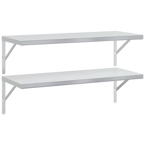 Lusso Casadino -  Mensole A Muro 2 Pz 100x40 Cm Argento In Acciaio Inossidabile - Foto 1