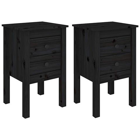 Lusso Casadino -  Comodini 2 Pz Nera 40x35x61,5 Cm In Legno Massello Di Pino - Foto 1