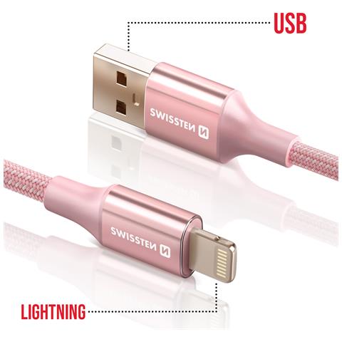 Cavo Usb A Lightning Design Intrecciato Anti Groviglio, Rosa - Foto 5