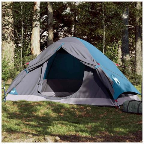 Tenda da Campeggio a Cupola per 4 Persone Blu Impermeabile - Foto 1