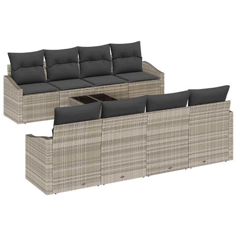 Set divano da giardino 7 pezzi con cuscini Grigio chiaro Rattan - Foto 1