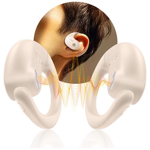 Auricolari Bluetooth Clip Design Aperto Microfono Touch, Beige - Foto 5