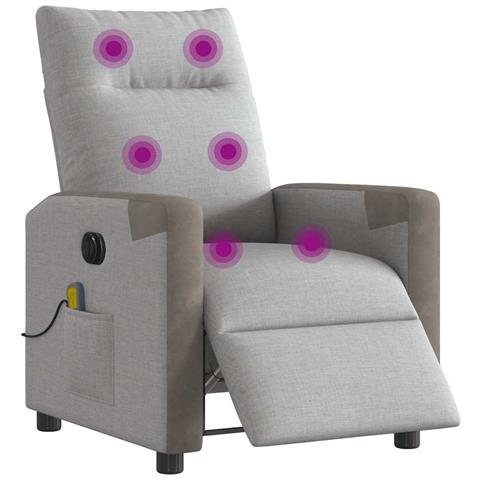 Poltrona Reclinabile Massaggio Elettrica Grigio Nuvola Tessuto - Foto 2