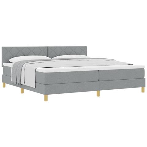 Struttura letto con materasso grigio chiaro 200x200 cm in tessuto - Foto 1