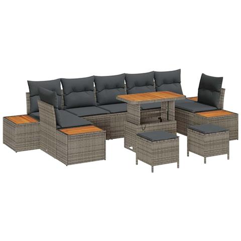 Set Divano da Giardino 10 pcs Grigio chiaro e grigio scuro - Foto 1