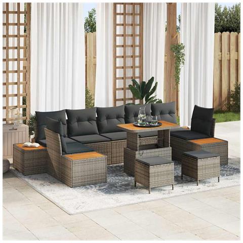 Set Divano da Giardino 10 pcs Grigio chiaro e grigio scuro - Foto 2