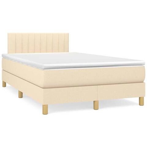 Letto a Molle con Materasso e LED Crema 120x190 cm in Tessuto - Foto 2