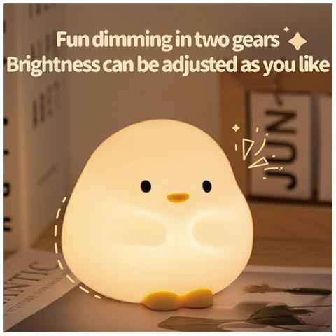 Simpatica Luce Notturna A Forma Di Anatra In Silicone - Luce Calda, Controllo Touch, Luminosità Regolabile - Foto 2