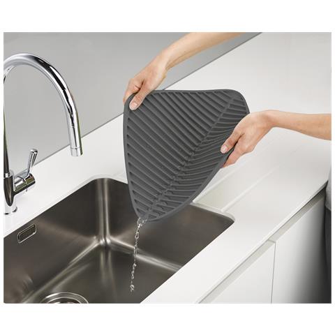 Tappetino Scolapiatti Flume Superficie In Silicone Pieghevole Per Stoviglie Design Moderno Colore Grigio Facile Da Pulire Grande Capacità Di Drenaggio - Foto 5
