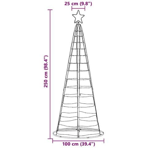 Albero di Natale LED con 390 LED Bianco caldo 250 cm Ferro - Foto 9