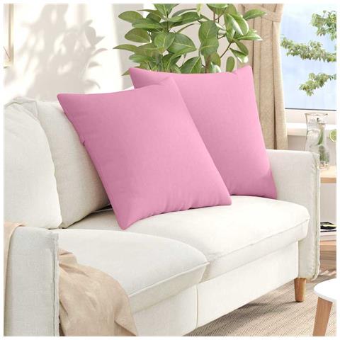 Cuscini da Divano 2 pcs Rosa 60 x 60 cm Tessuto - Foto 2
