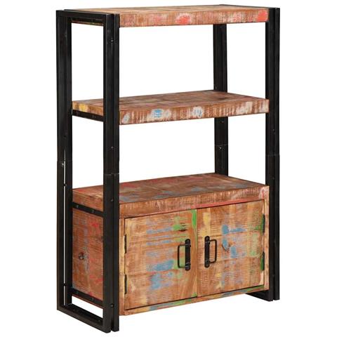 Libreria con Porte Marrone Legno Recuperato Massello e Metallo - Foto 1