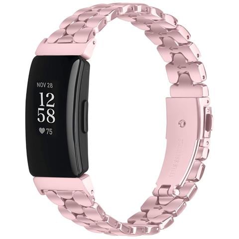Elegante Bracciale In Acciaio Inossidabile Argento Con Perle Compatibile Con Fitbit Inspire /inspire 2/inspire Hr Pink - Foto 2
