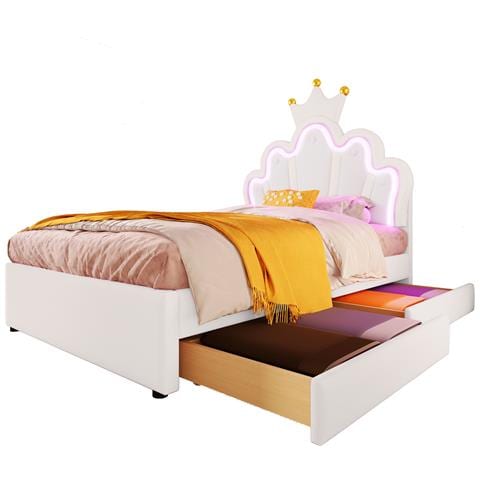 Letto Bambino Con Schienale Regolabile, Led A 16 Colori E Cassetti - Foto 1