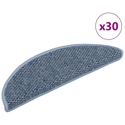 Tappeti Autoadesivi per Scale Aspetto Sisal 30pz 56x17x3 cm Blu - Foto 1
