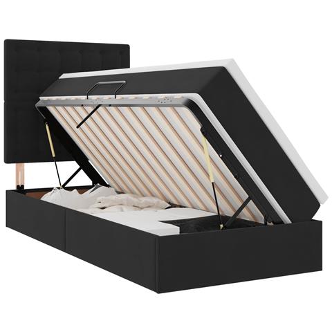Letto con contenitore e materasso Nero 100 x 200 cm Velluto - Foto 1