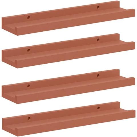 Scaffale da parete 4 pcs Rosso 40 x 9 x 3 cm Legno multistrato - Foto 1