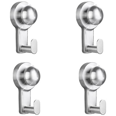 Set Da 4 Ganci A Ventosa In Acciaio Inossidabile - Riutilizzabili Senza Trapano Multi-superficie Non Graffianti Per Bagno Cucina Soggiorno Camera Silver - Foto 1