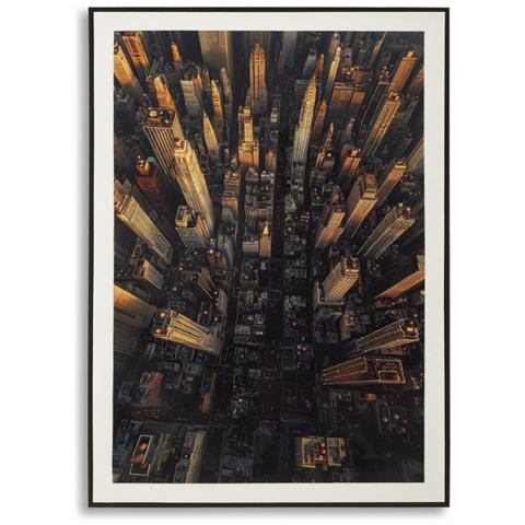 Stampa Su Tela New York Skyline Vista Aerea Con Cornice Nera - Foto 1