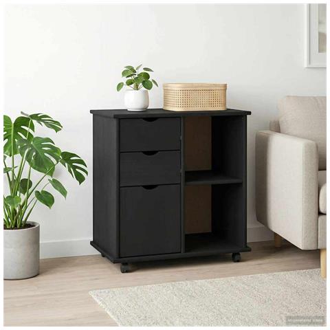 Mobile con Ruote con ruota Nero 63,5 x 39 x 65,5 cm - Foto 2