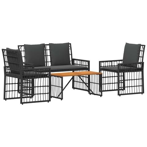 Set di Mobili da Esterno 4 pcs Nero e Grigio scuro - Foto 1