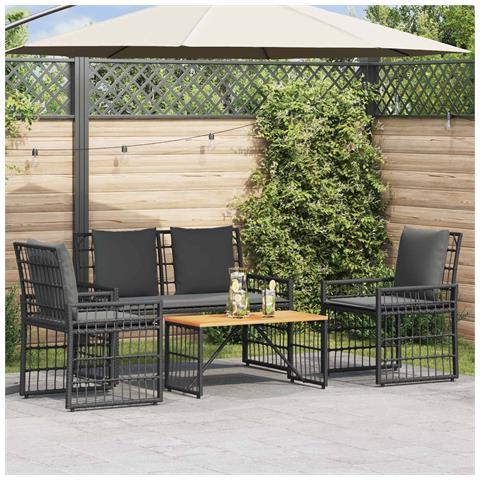 Set di Mobili da Esterno 4 pcs Nero e Grigio scuro - Foto 2